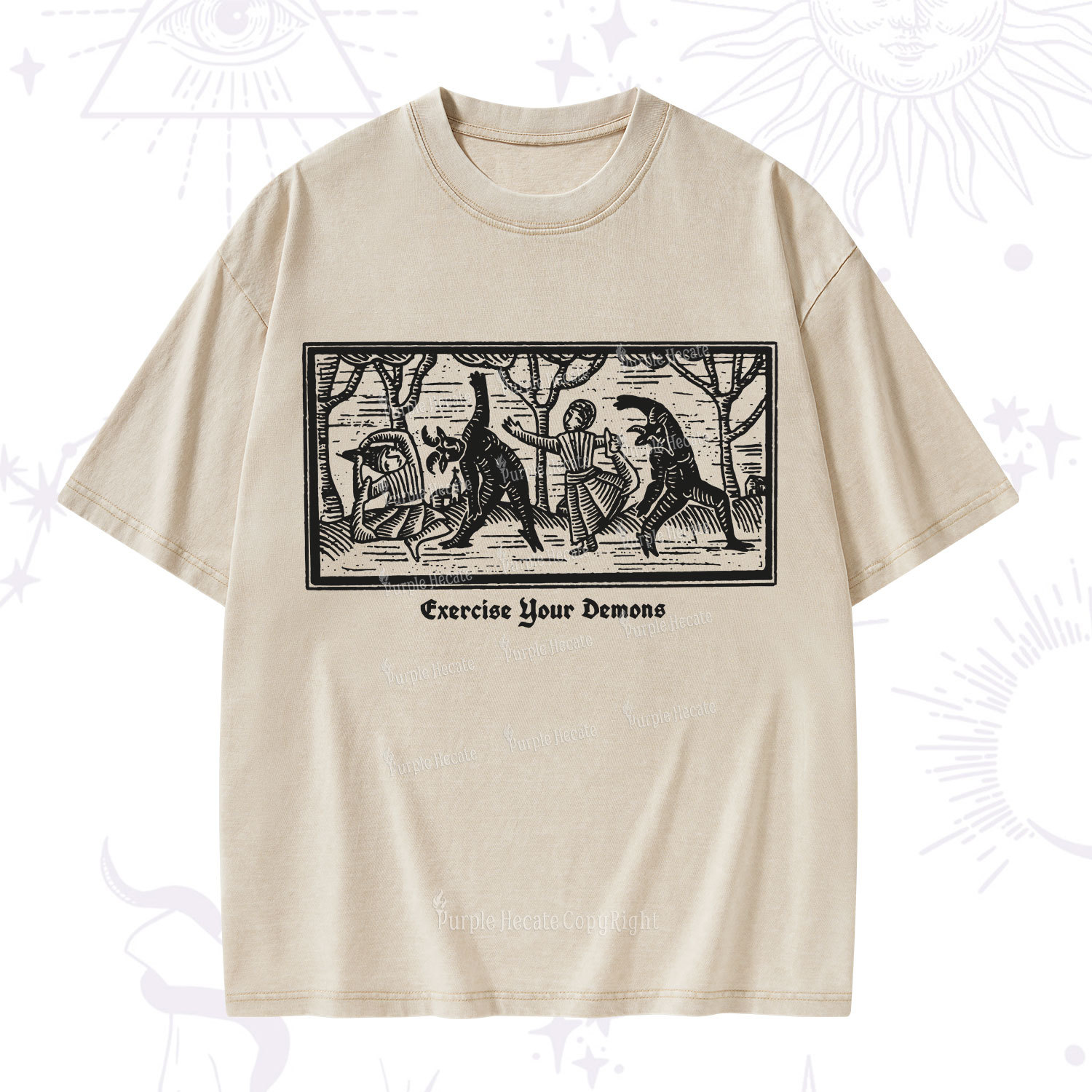Purplehecate Exercise Your Demons Washed T-Shirt