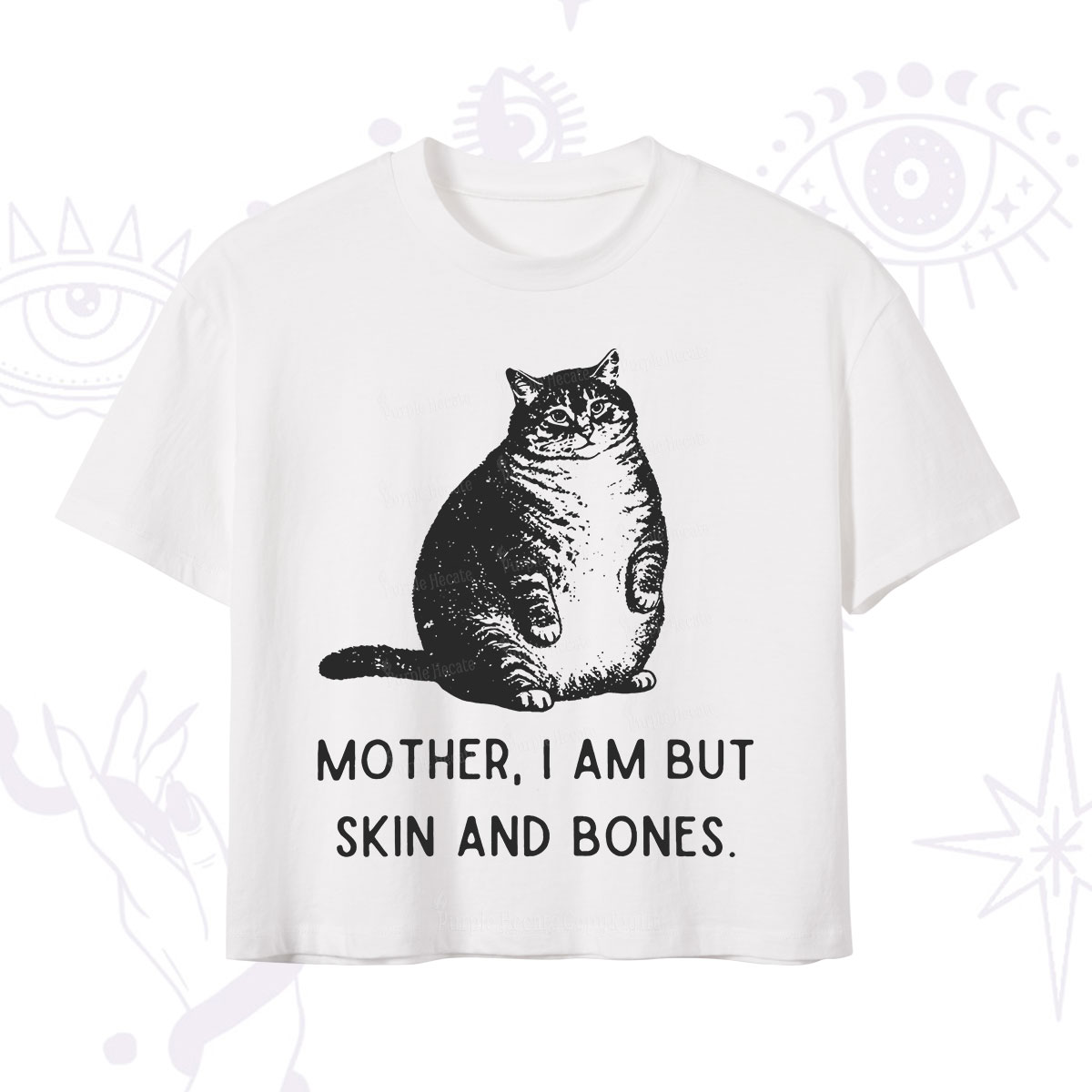 Purplehecate Cat Mother I Am But Skin And Bones Crop T-Shirt