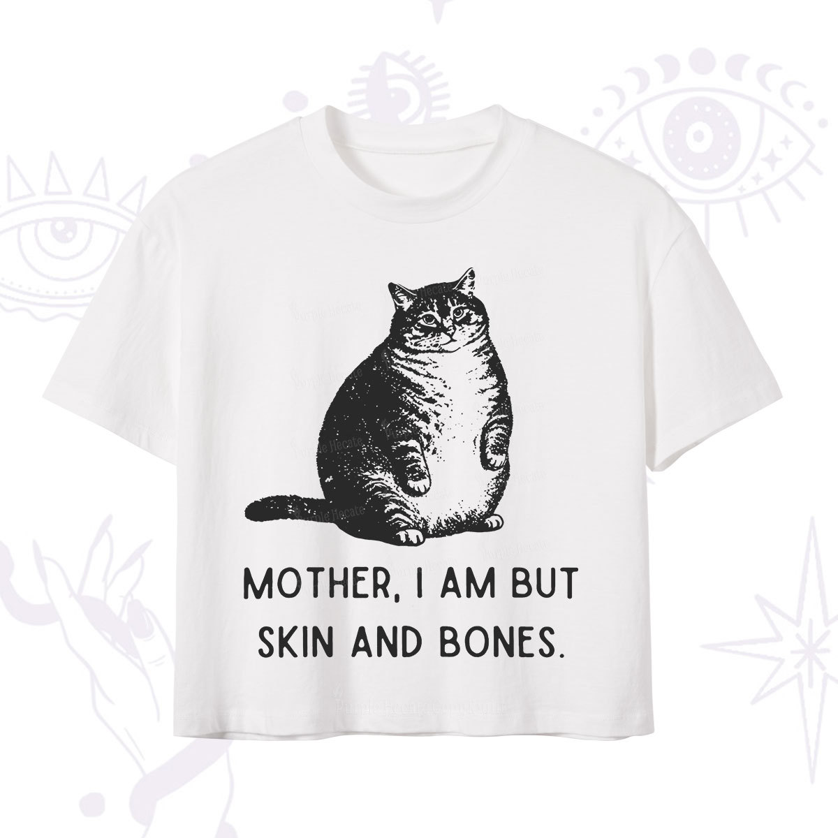 Purplehecate Cat Mother I Am But Skin And Bones Crop T-Shirt