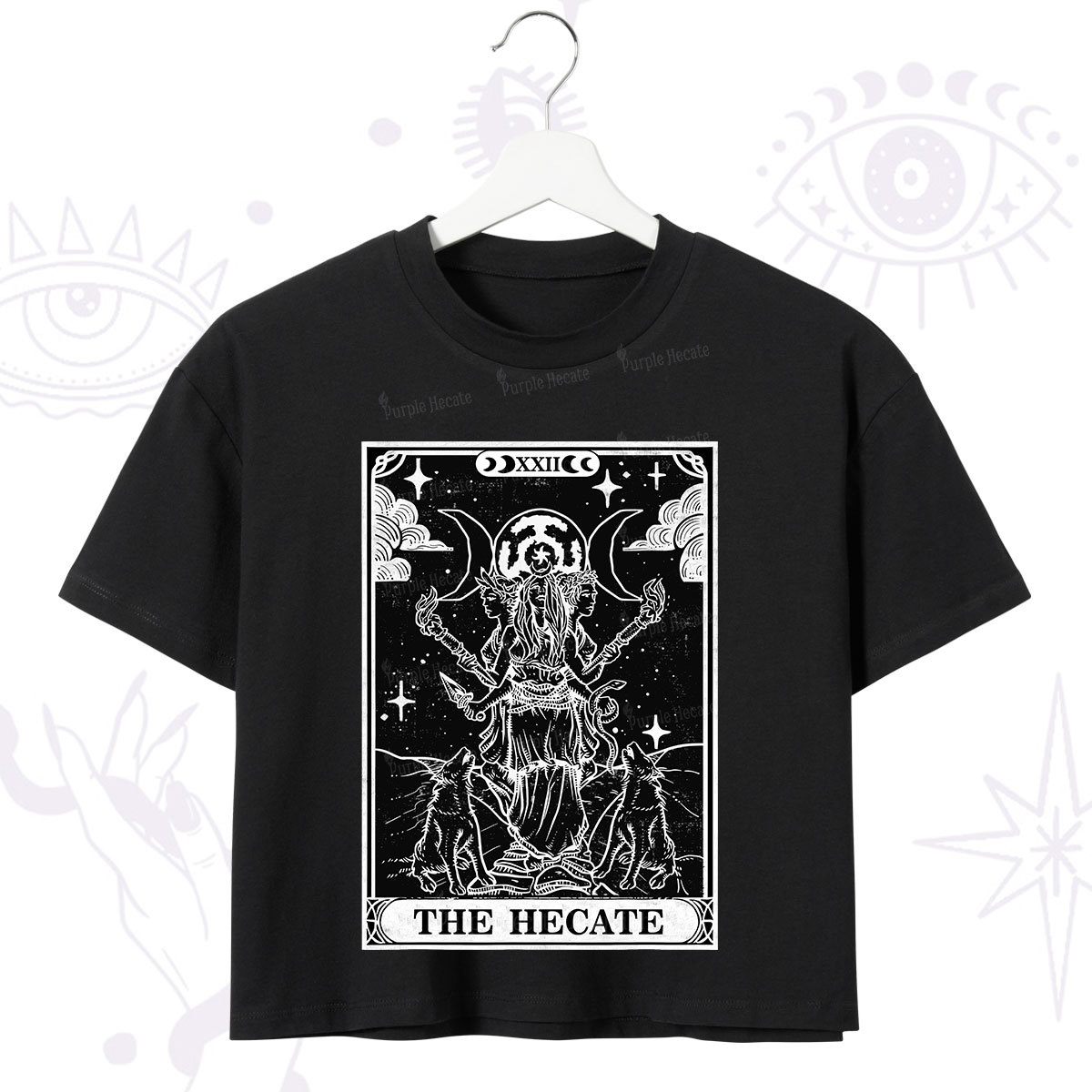 Purplehecate The Dark Moon Goddess Hecate Tarot Crop T-Shirt