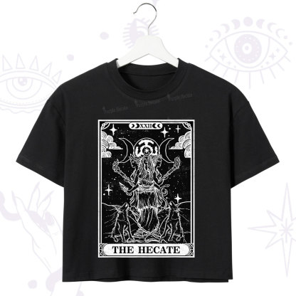 Purplehecate The Dark Moon Goddess Hecate Tarot Crop T-Shirt