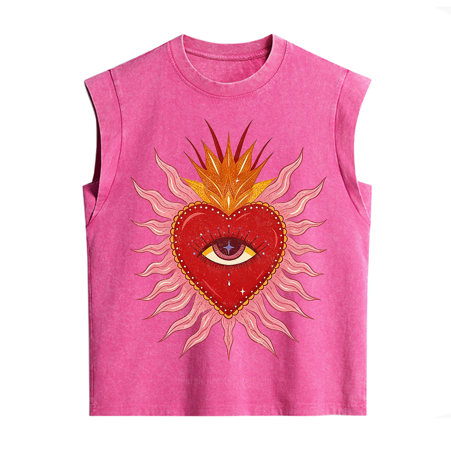 Purplehecate Sacred Flame Heart Vintage Washed Tank
