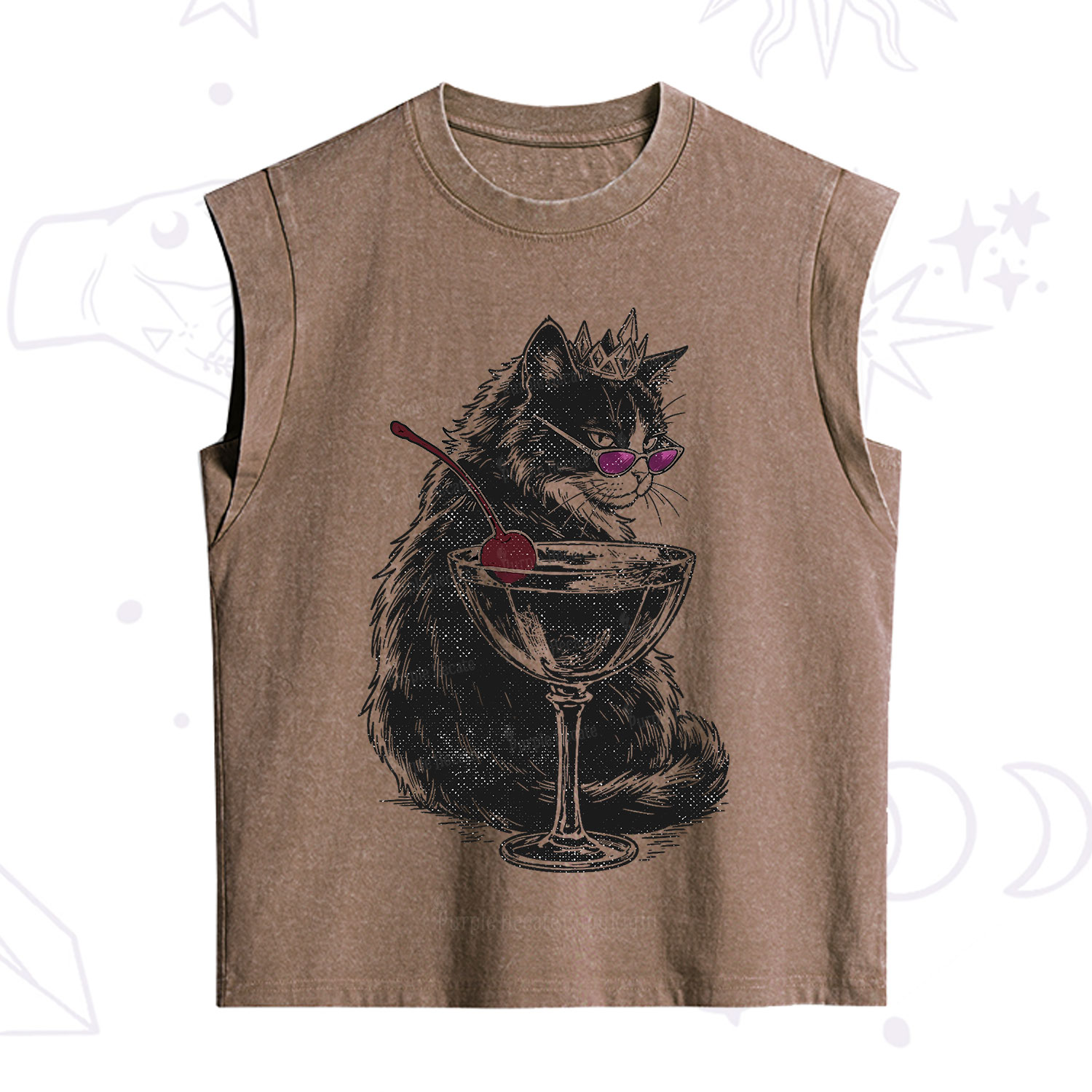 Purplehecate Martini Queen Cat Vintage Washed Tank