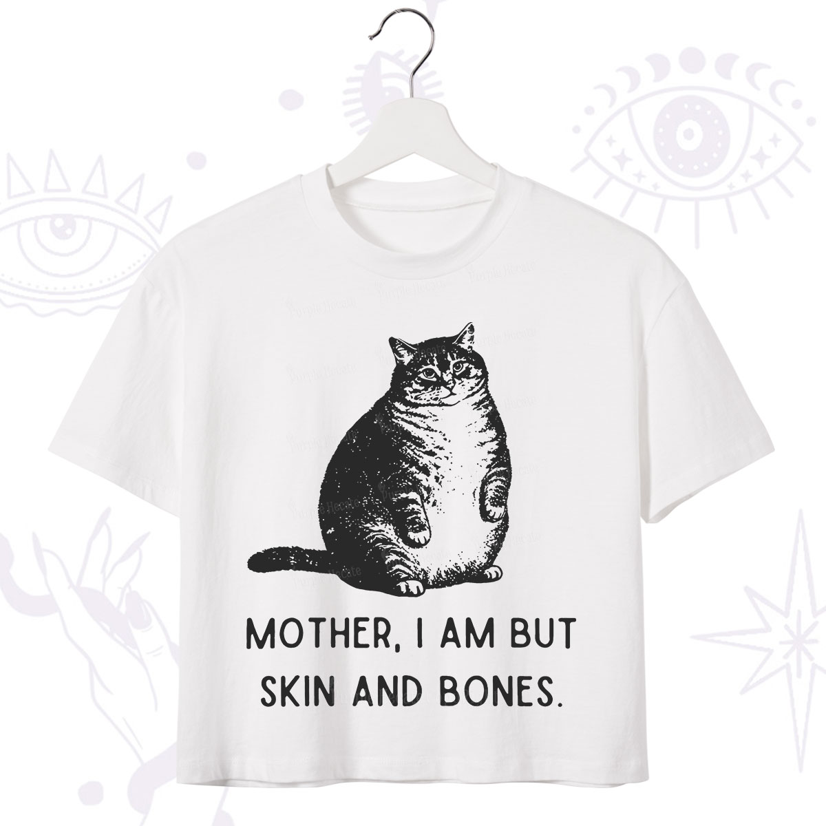 Purplehecate Cat Mother I Am But Skin And Bones Crop T-Shirt
