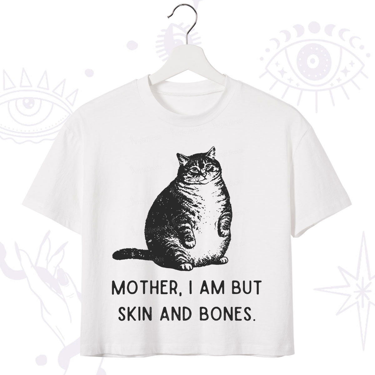 Purplehecate Cat Mother I Am But Skin And Bones Crop T-Shirt