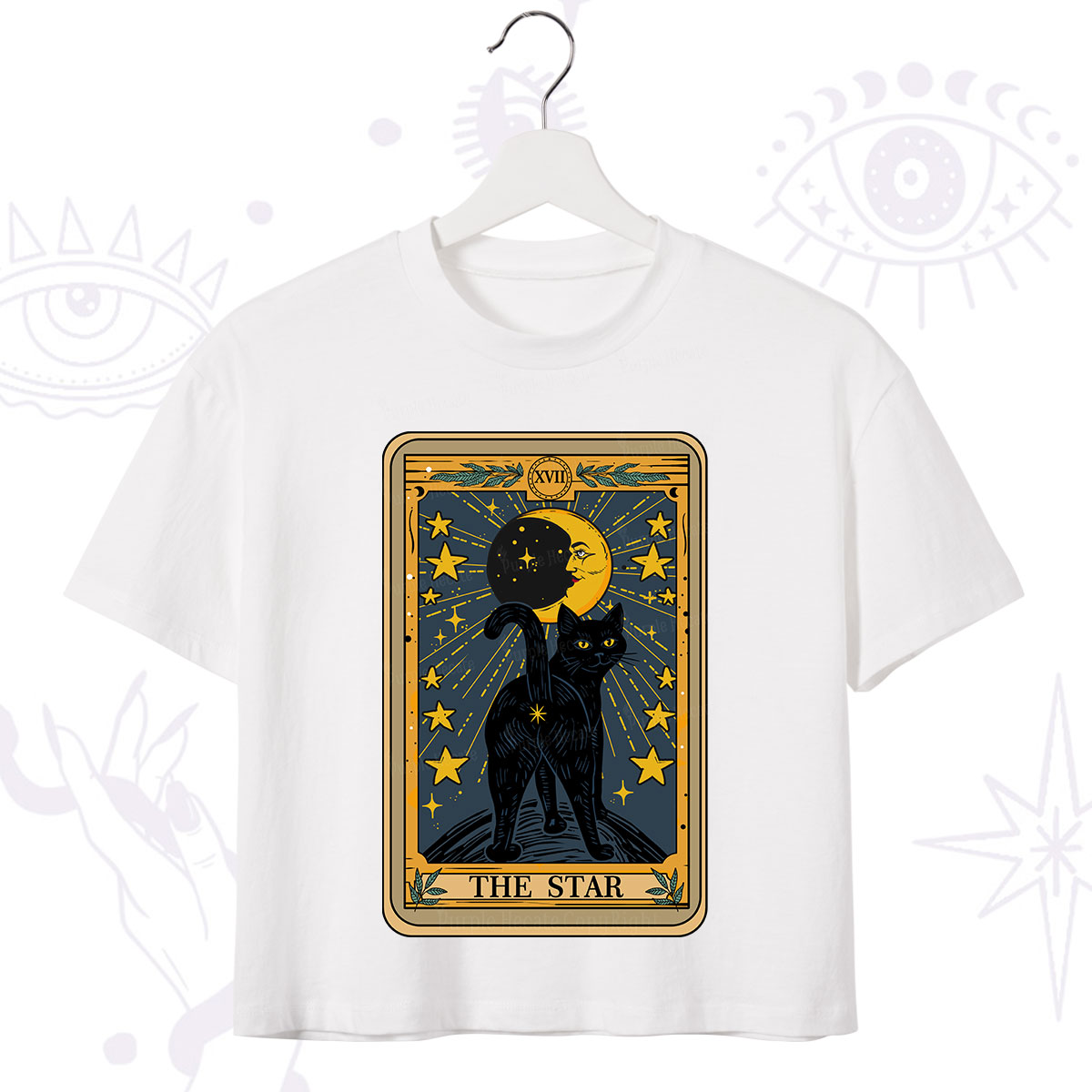 Purplehecate The Star Tarot Cat Crop T-Shirt