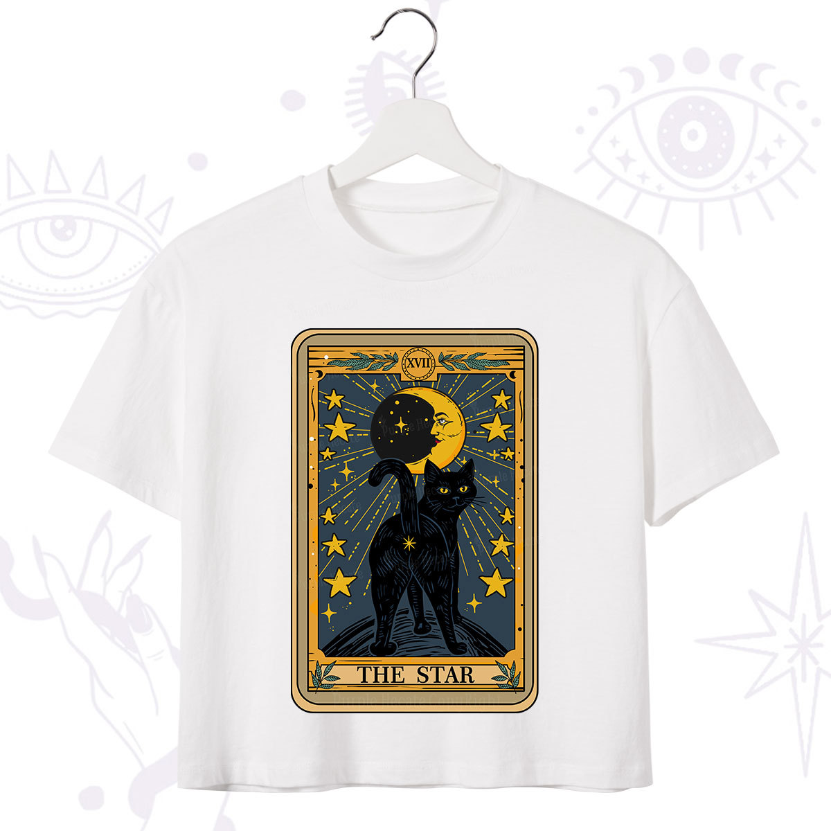 Purplehecate The Star Tarot Cat Crop T-Shirt