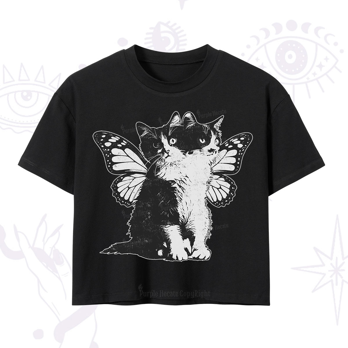 Purplehecate Mystery Butterfly Cat Crop T-Shirt