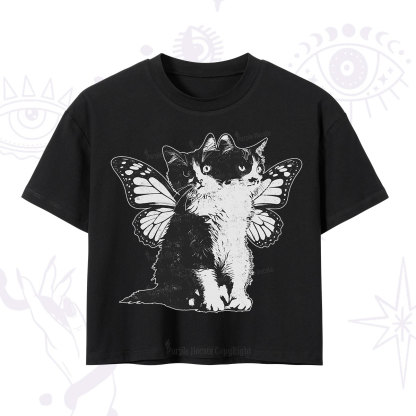 Purplehecate Mystery Butterfly Cat Crop T-Shirt