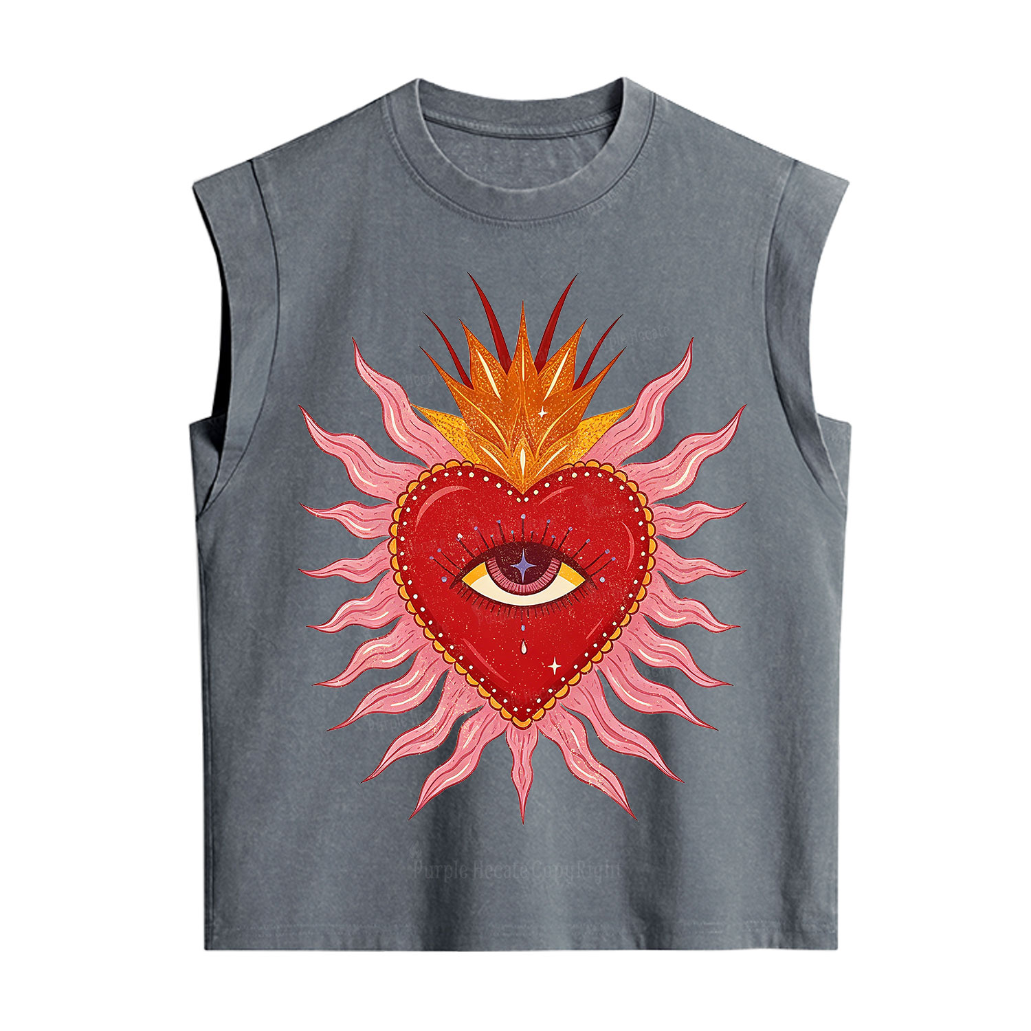 Purplehecate Sacred Flame Heart Vintage Washed Tank