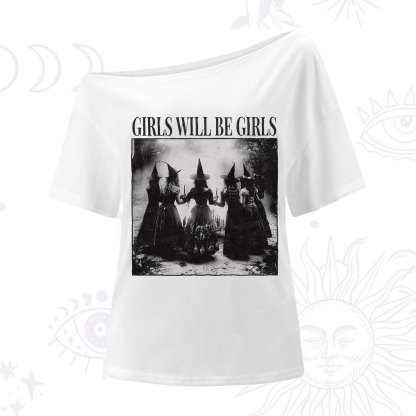 Purplehecate Girl Will Be Girl Witch One Shoulder T-Shirt