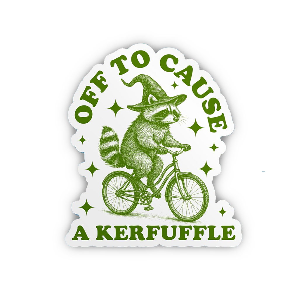 Purplehecate Off to Cause a Kerfuffle Raccoon Sticker