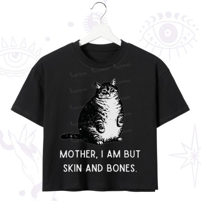Purplehecate Cat Mother I Am But Skin And Bones Crop T-Shirt
