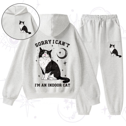 Purplehecate Sorry I Can't Go I'm an Indoor Cat Fleece Hoodie Suit