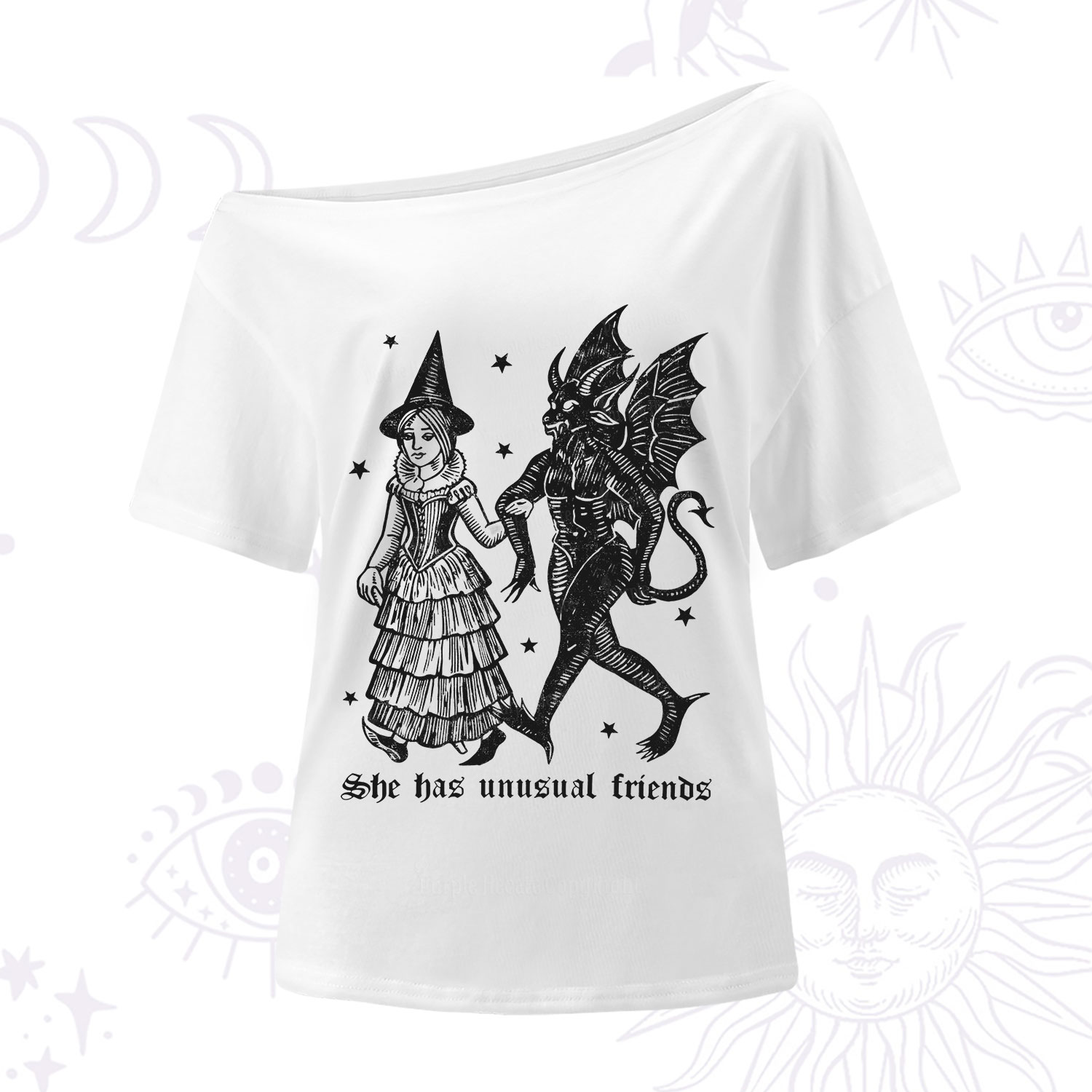 Purplehecate She Has Unusual Friends One Shoulder T-Shirt