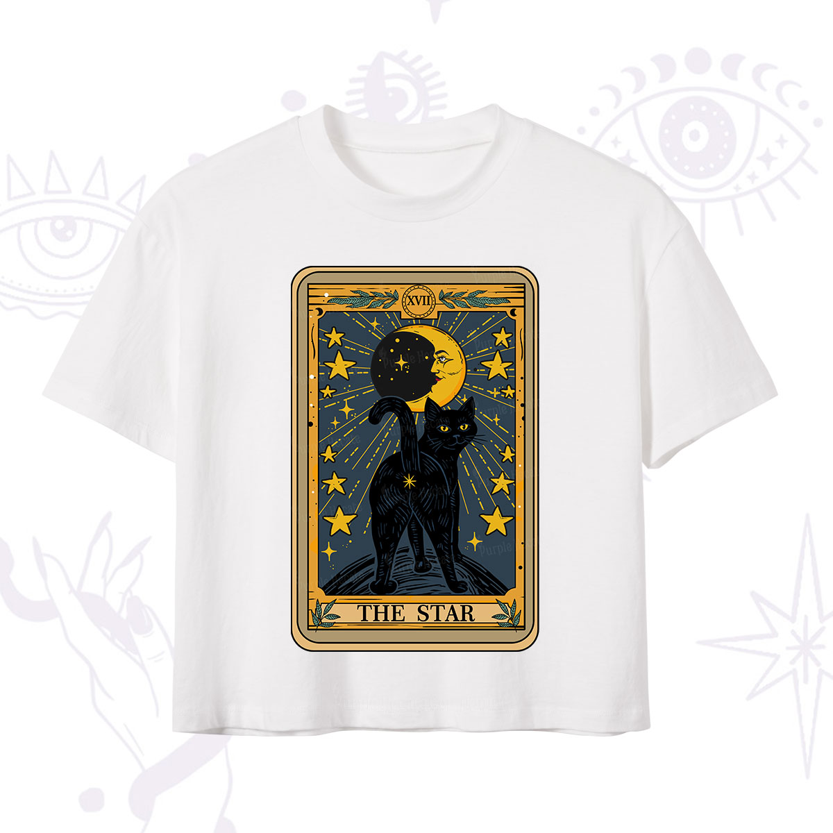 Purplehecate The Star Tarot Cat Crop T-Shirt