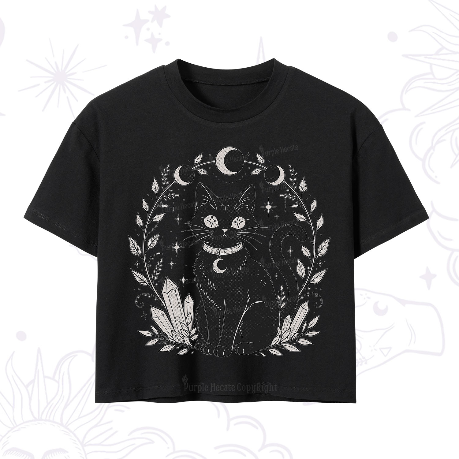 Purplehecate Mystical Cat Crop T-Shirt