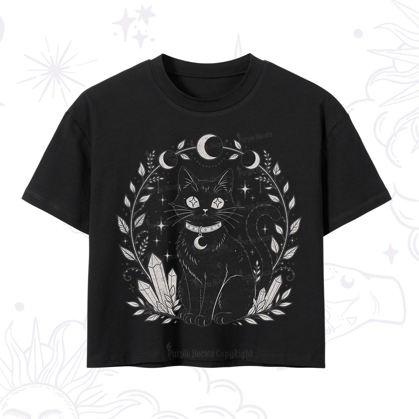 Purplehecate Mystical Cat Crop T-Shirt