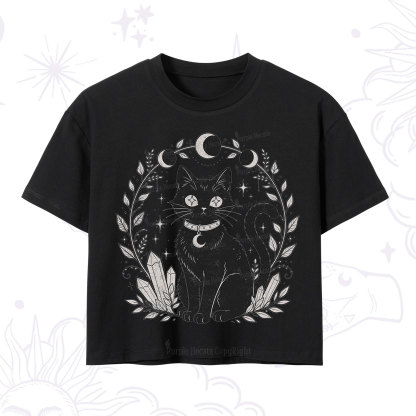 Purplehecate Mystical Cat Crop T-Shirt