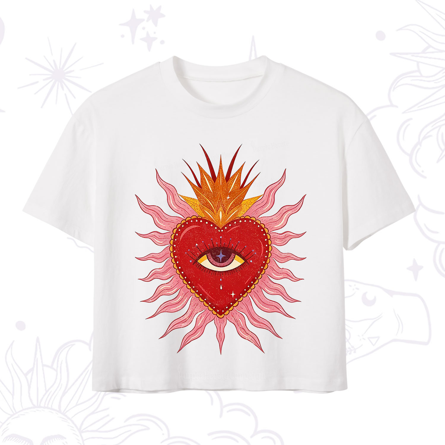 Purplehecate Sacred Flame Heart Crop T-Shirt