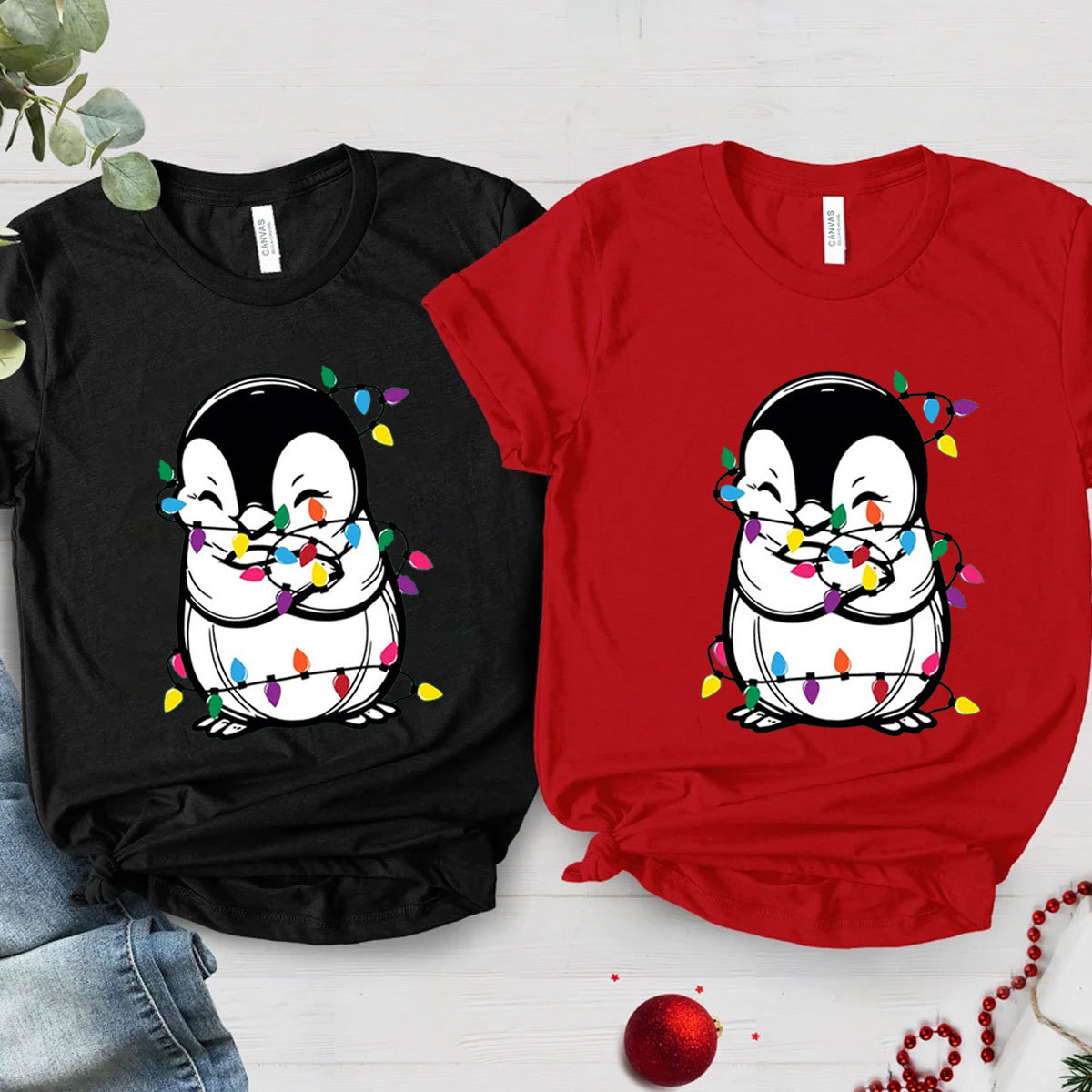 Purplehecate Penguin Christmas Family Matching T-Shirts