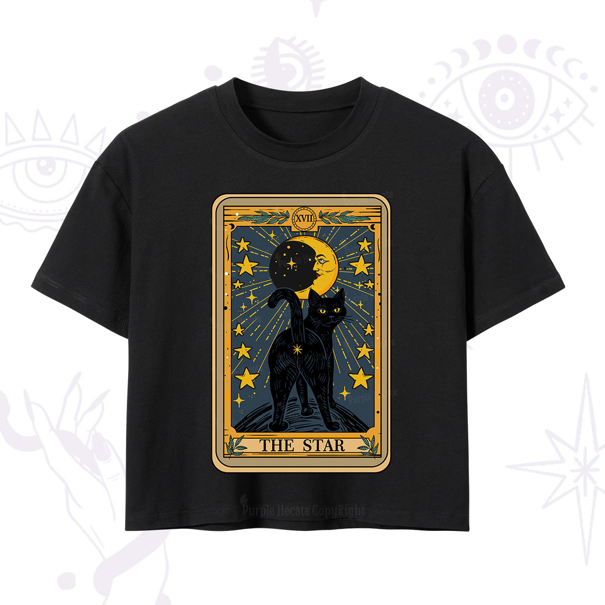 Purplehecate The Star Tarot Cat Crop T-Shirt