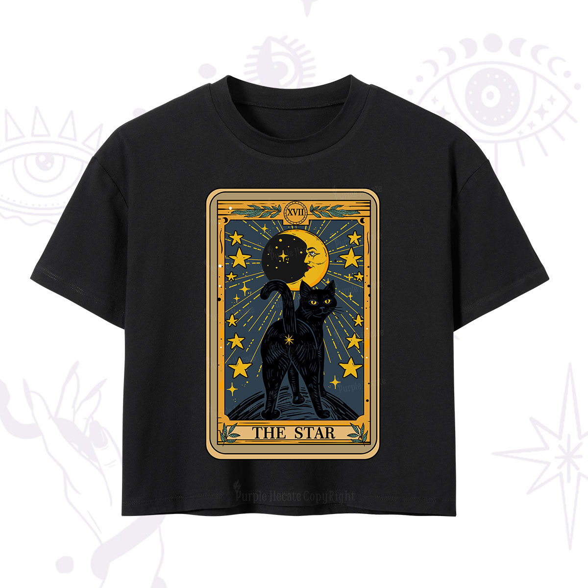 Purplehecate The Star Tarot Cat Crop T-Shirt