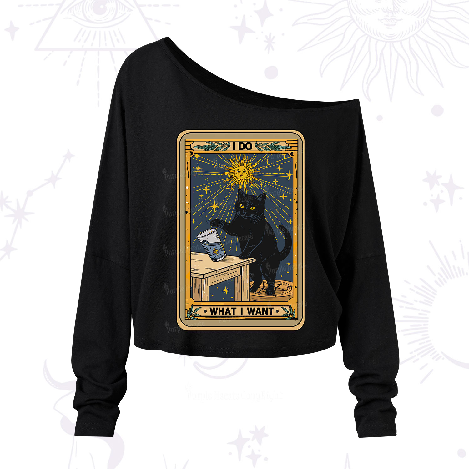 Purplehecate I Do What I Want Cats One Shoulder Long Sleeve Shirt