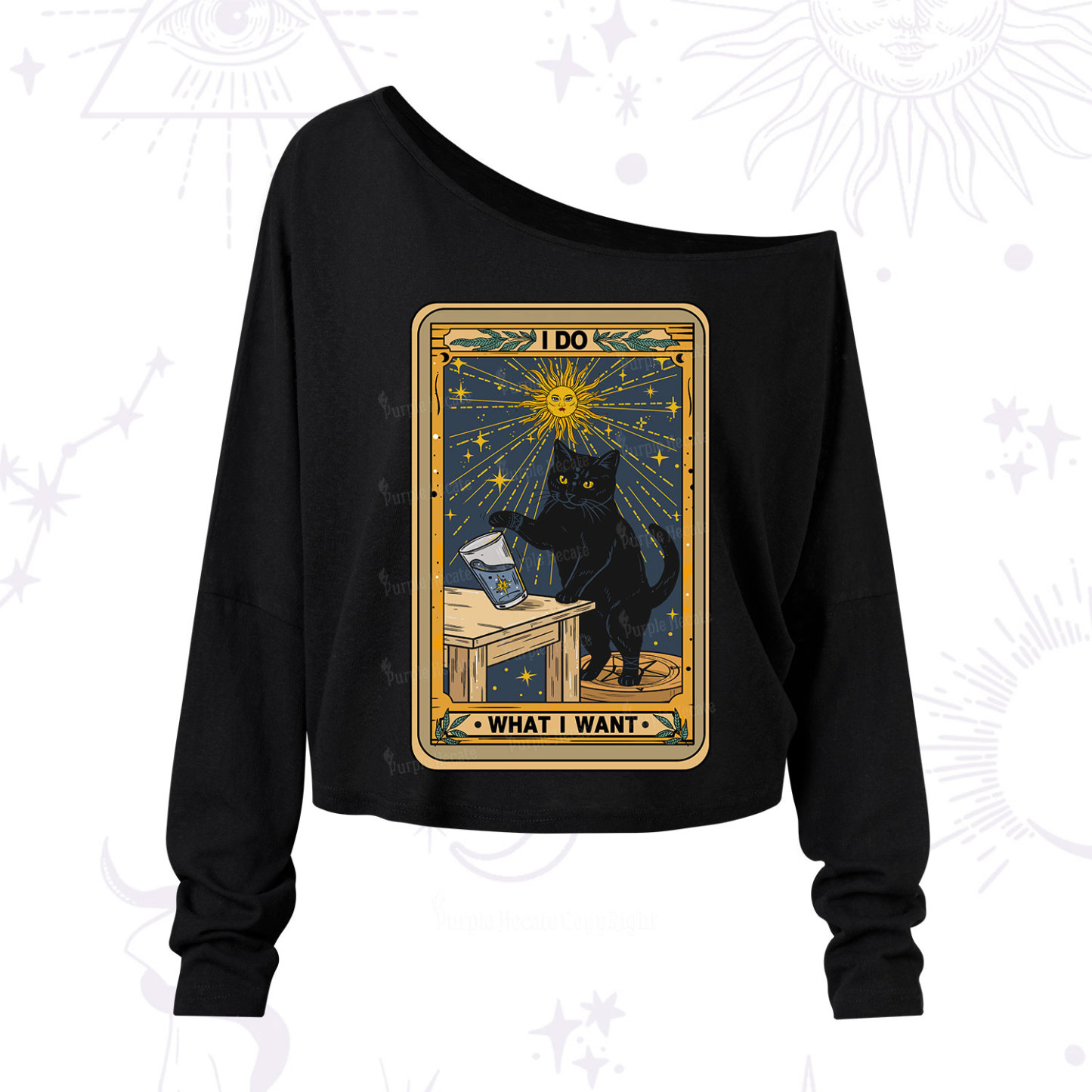 Purplehecate I Do What I Want Cats One Shoulder Long Sleeve Shirt
