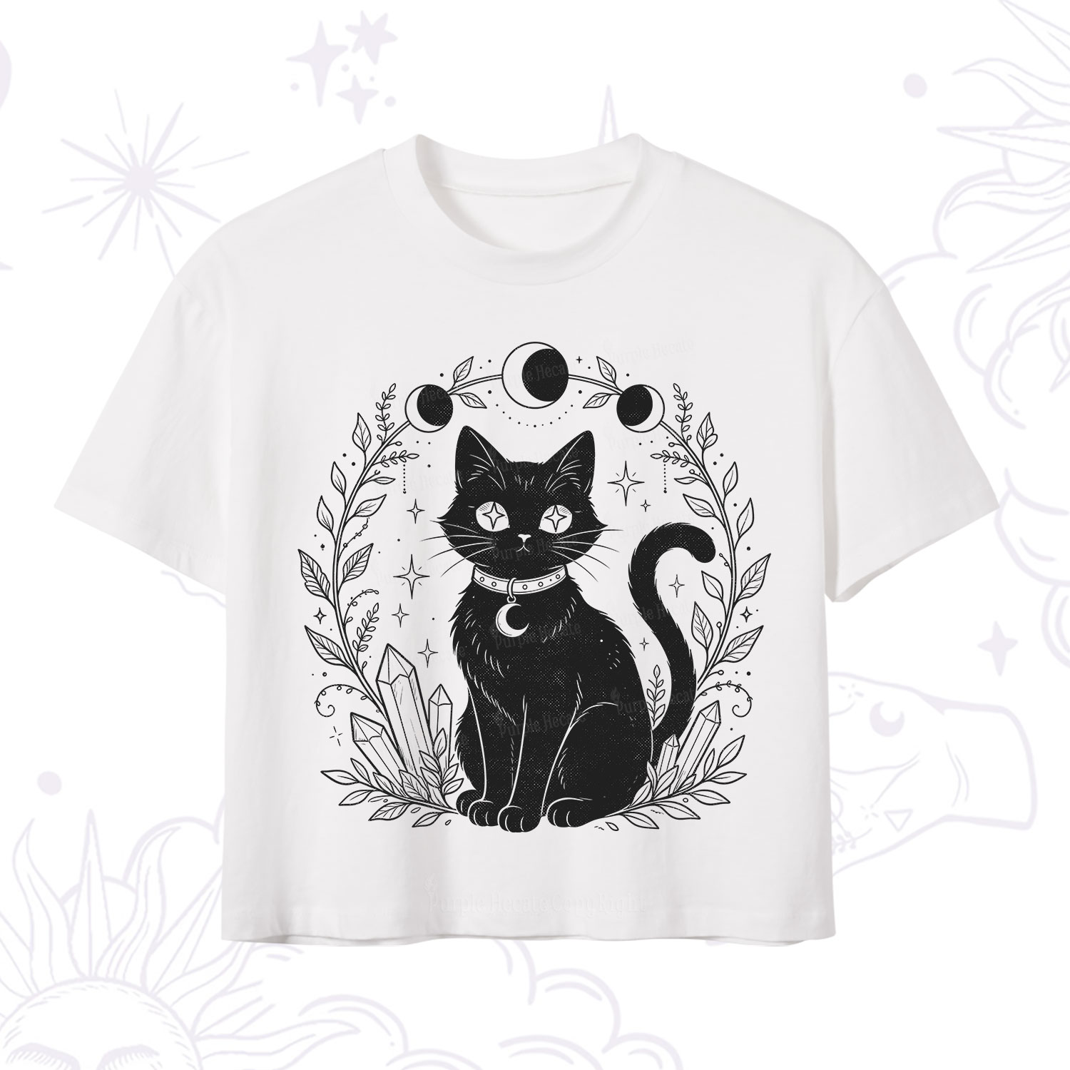 Purplehecate Mystical Cat Crop T-Shirt