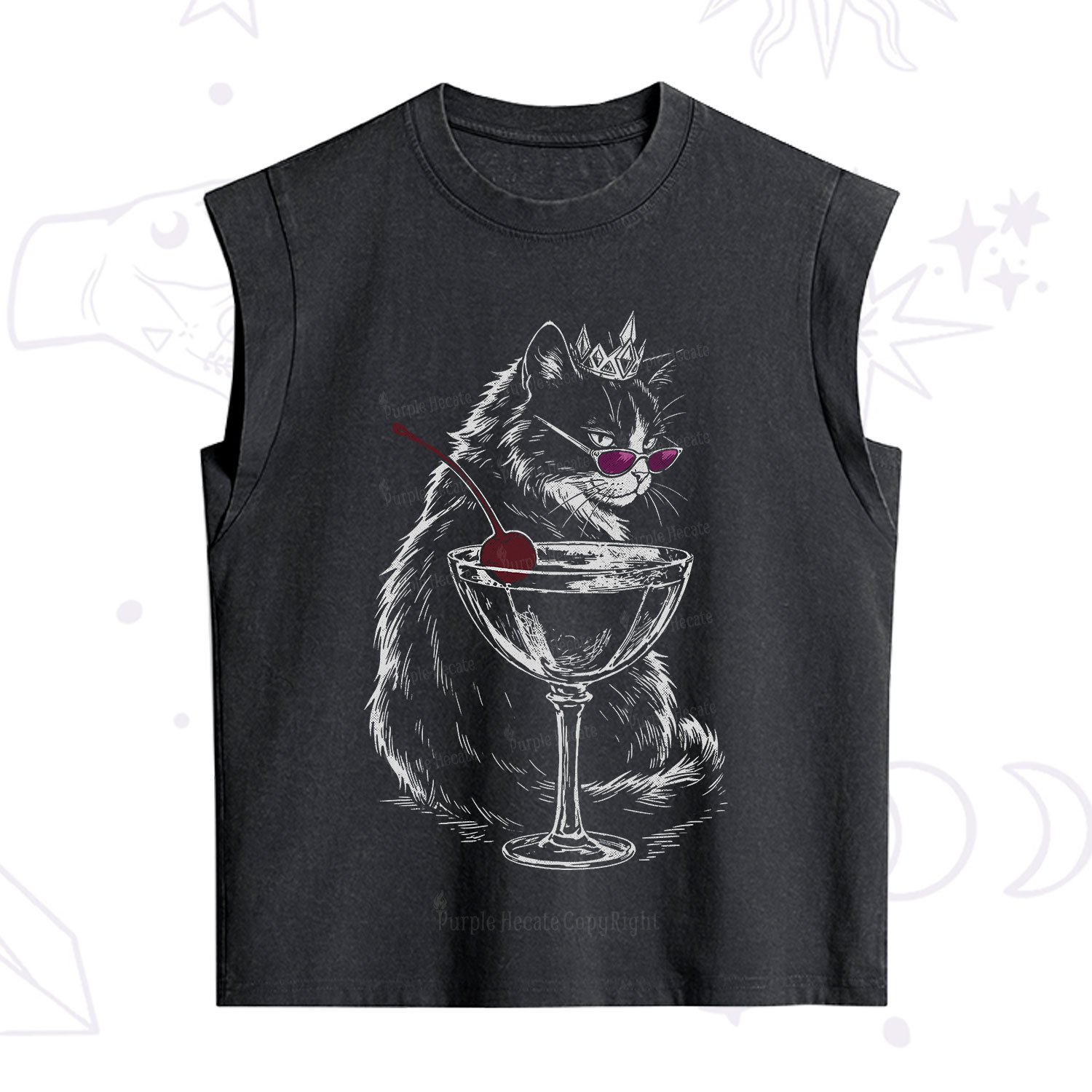 Purplehecate Martini Queen Cat Vintage Washed Tank