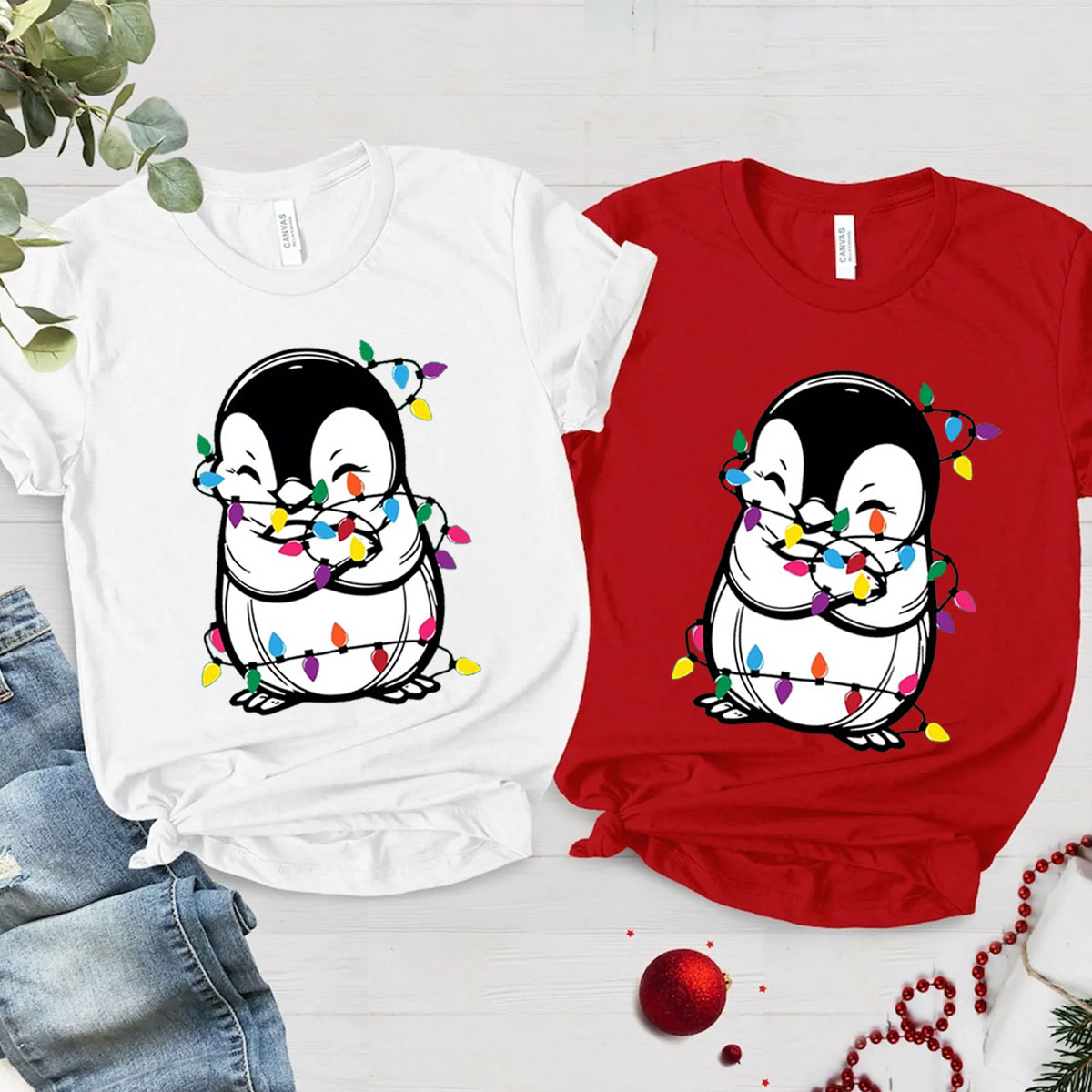 Purplehecate Penguin Christmas Family Matching T-Shirts