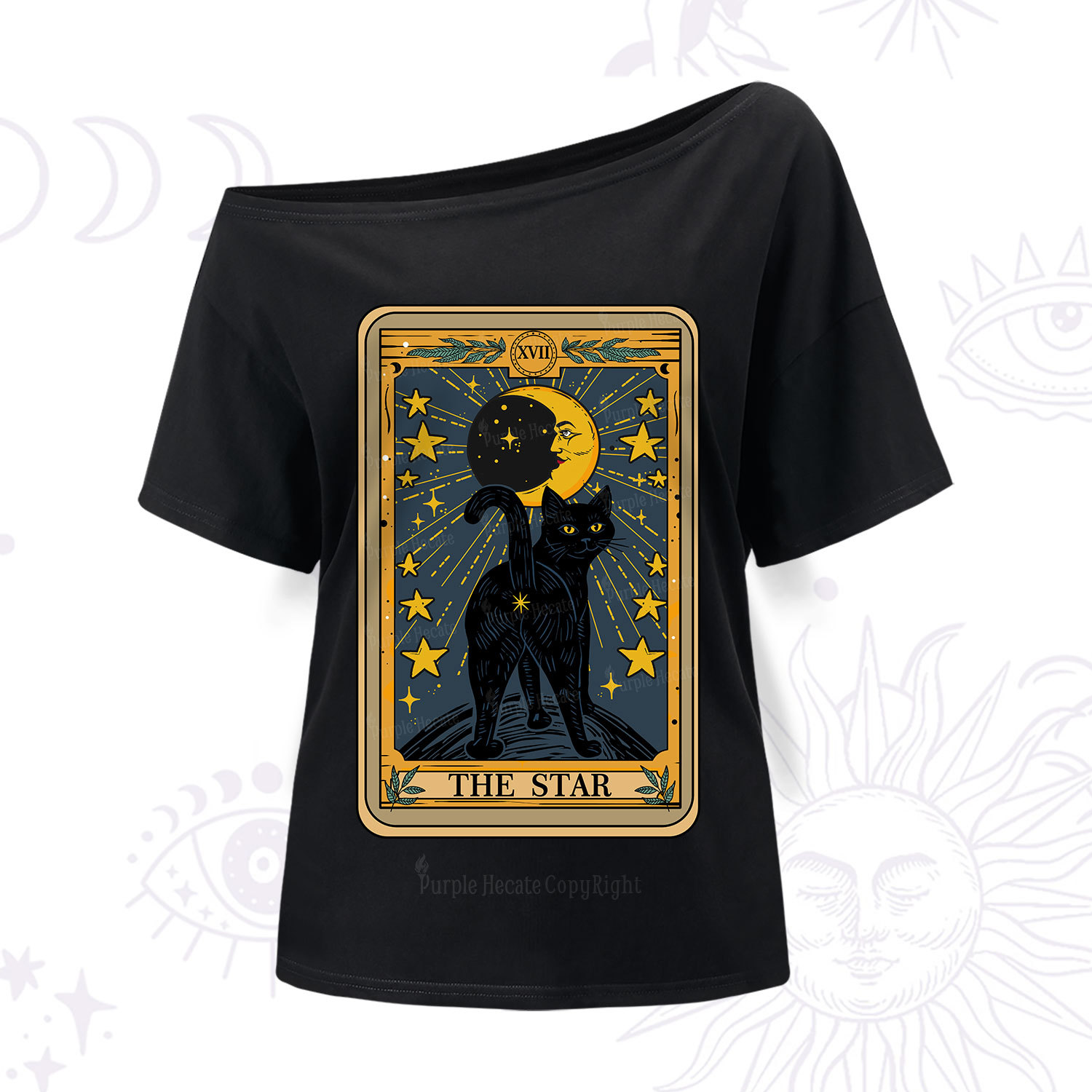 Purplehecate The Star Tarot Cat One Shoulder T-Shir