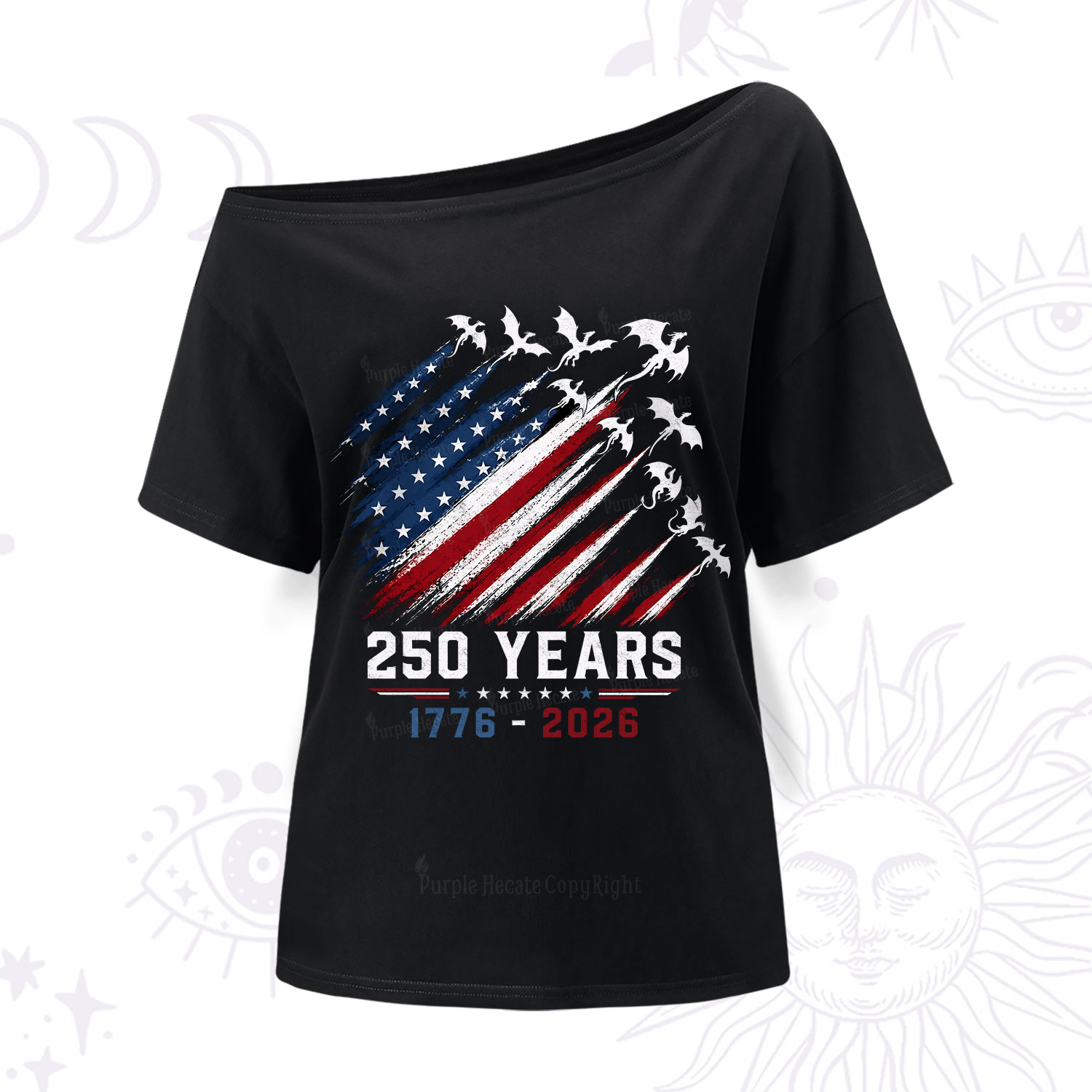 Purplehecate Red White Blue 250 Years One Shoulder T-Shirt