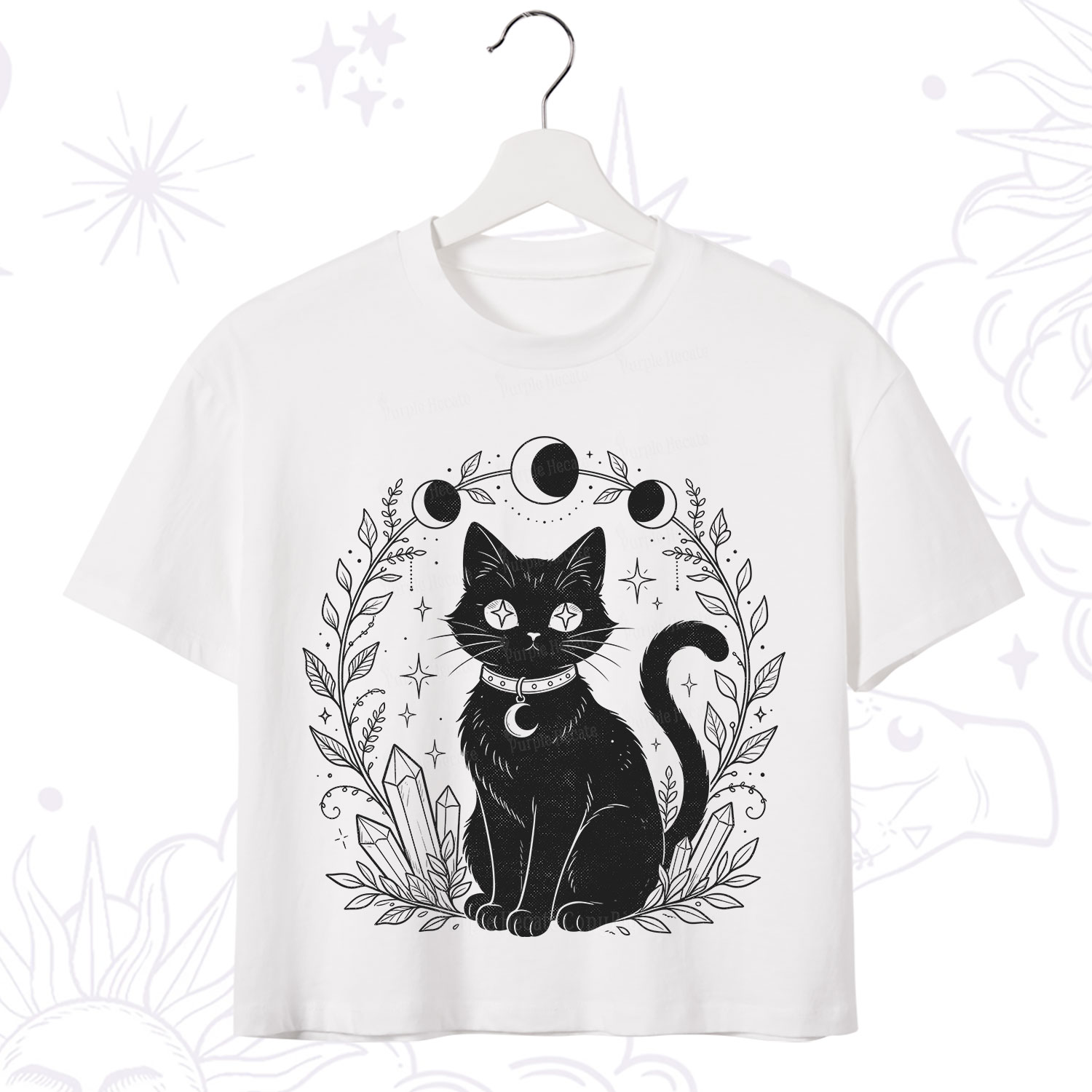 Purplehecate Mystical Cat Crop T-Shirt