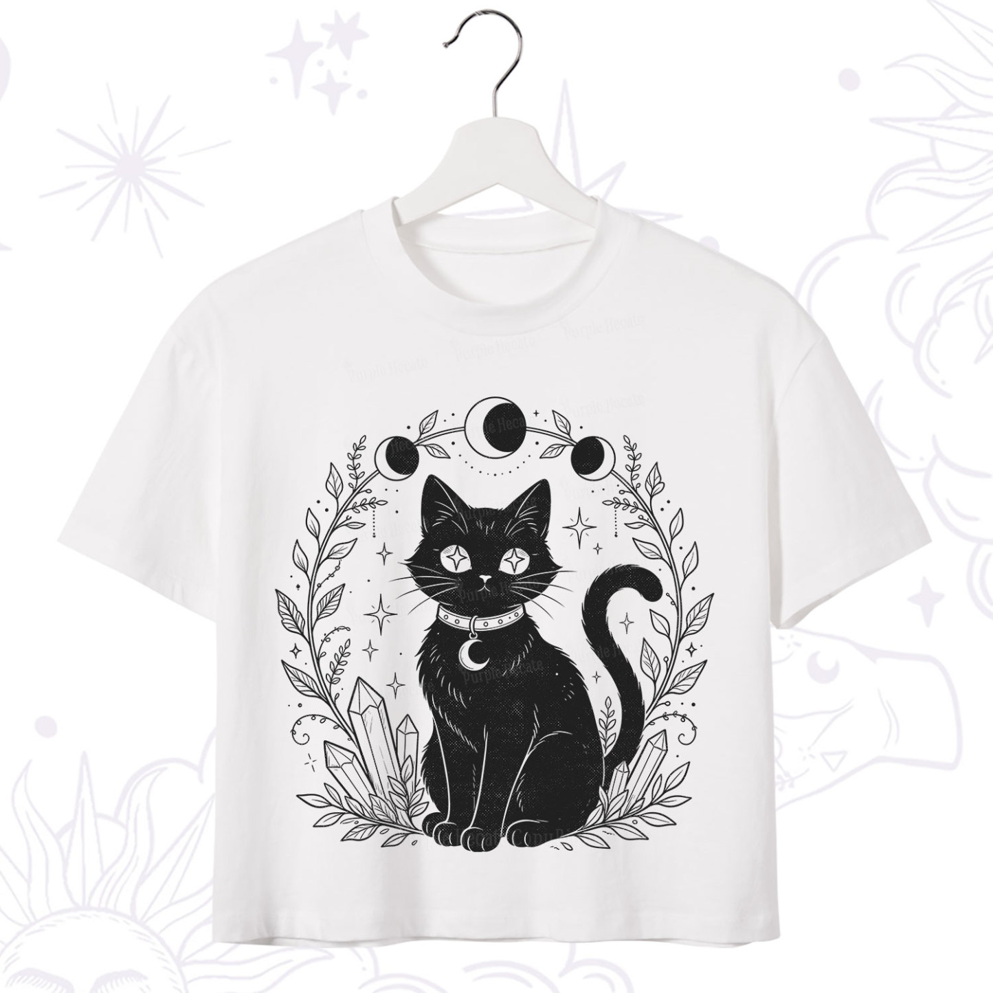 Purplehecate Mystical Cat Crop T-Shirt
