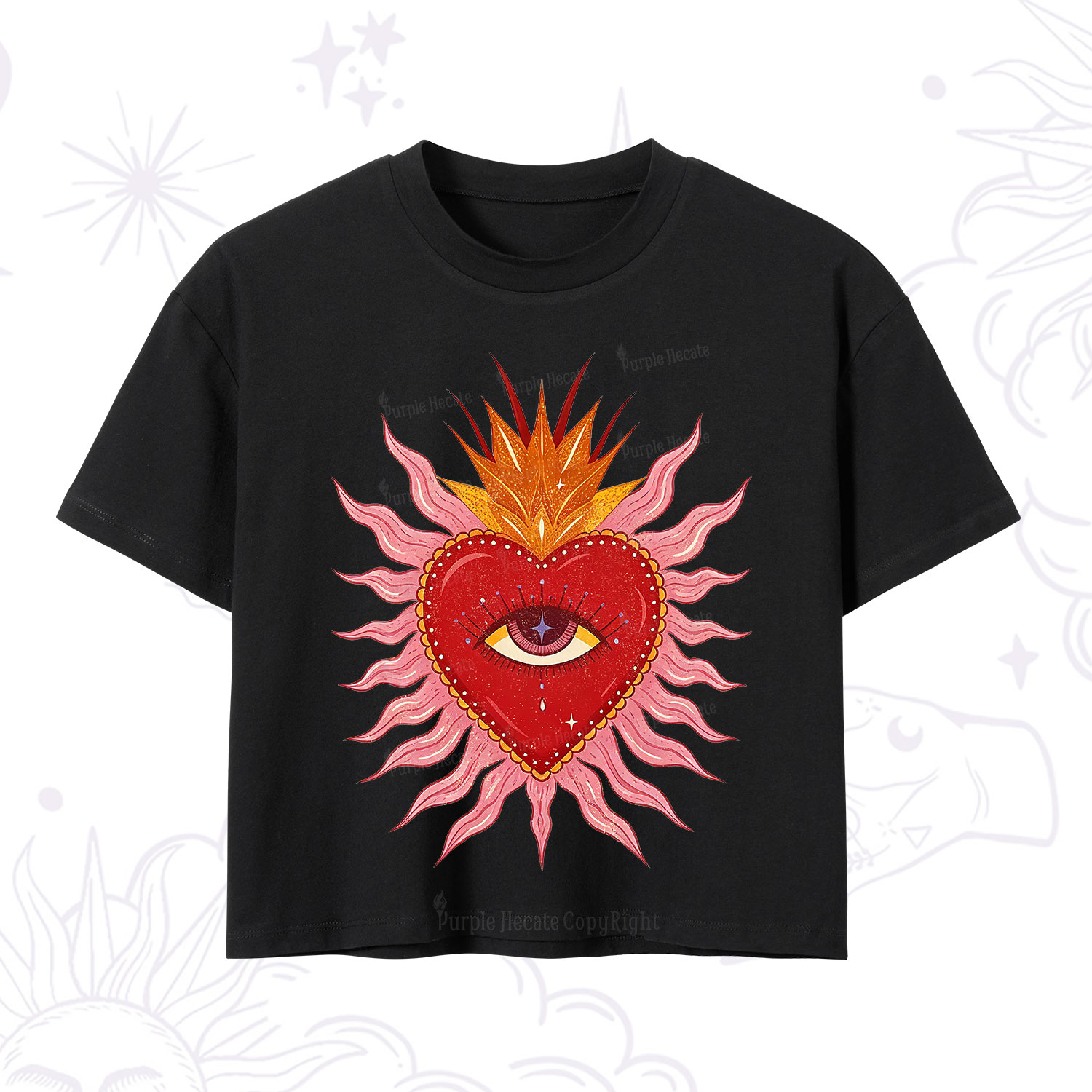 Purplehecate Sacred Flame Heart Crop T-Shirt