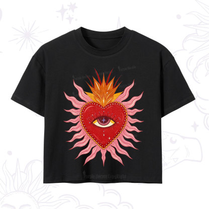 Purplehecate Sacred Flame Heart Crop T-Shirt