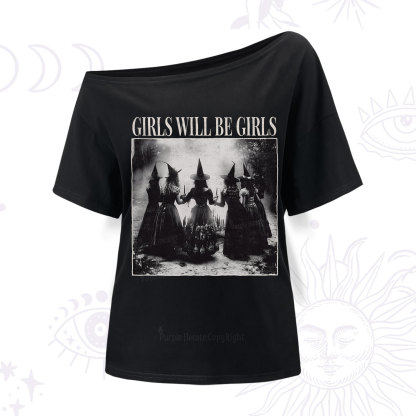 Purplehecate Girl Will Be Girl Witch One Shoulder T-Shirt