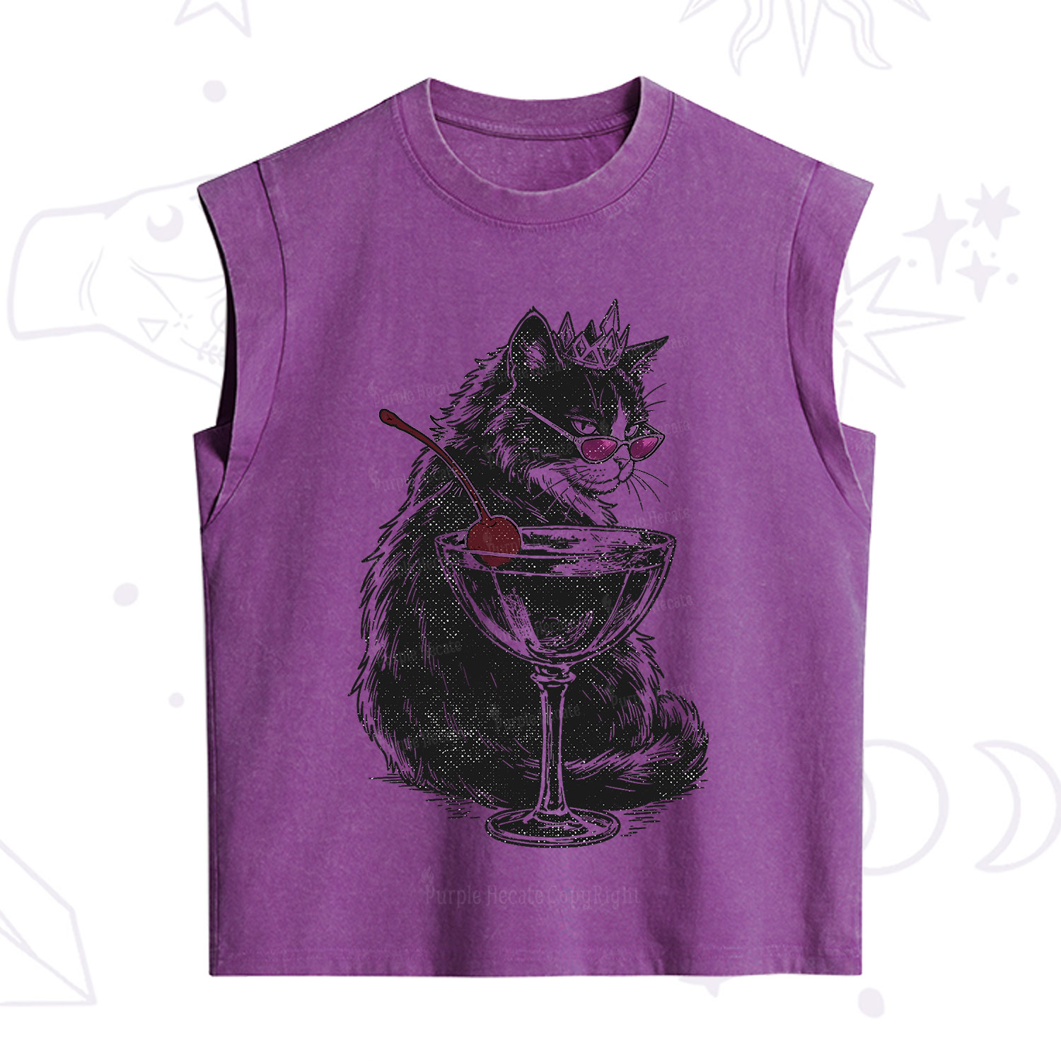 Purplehecate Martini Queen Cat Vintage Washed Tank
