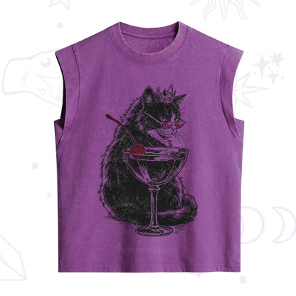 Purplehecate Martini Queen Cat Vintage Washed Tank
