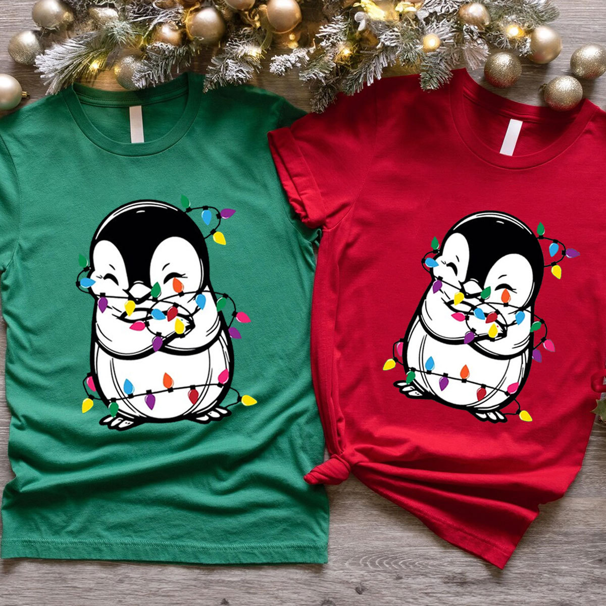 Purplehecate Penguin Christmas Family Matching T-Shirts