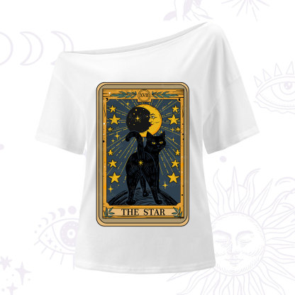 Purplehecate The Star Tarot Cat One Shoulder T-Shirt