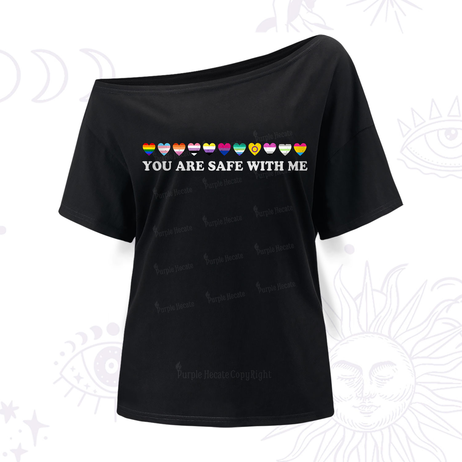 Purplehecate You Are Safe With Me Pride One Shoulder T-Shirt