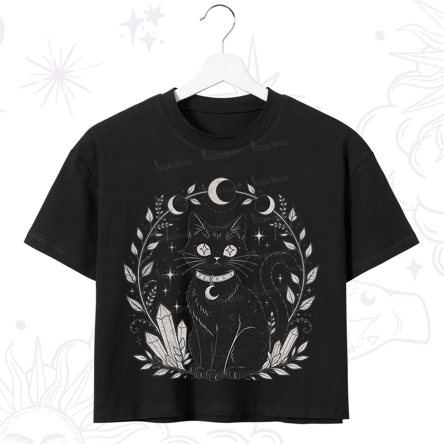 Purplehecate Mystical Cat Crop T-Shirt
