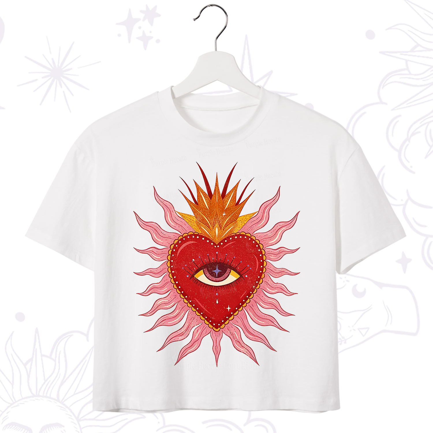 Purplehecate Sacred Flame Heart Crop T-Shirt