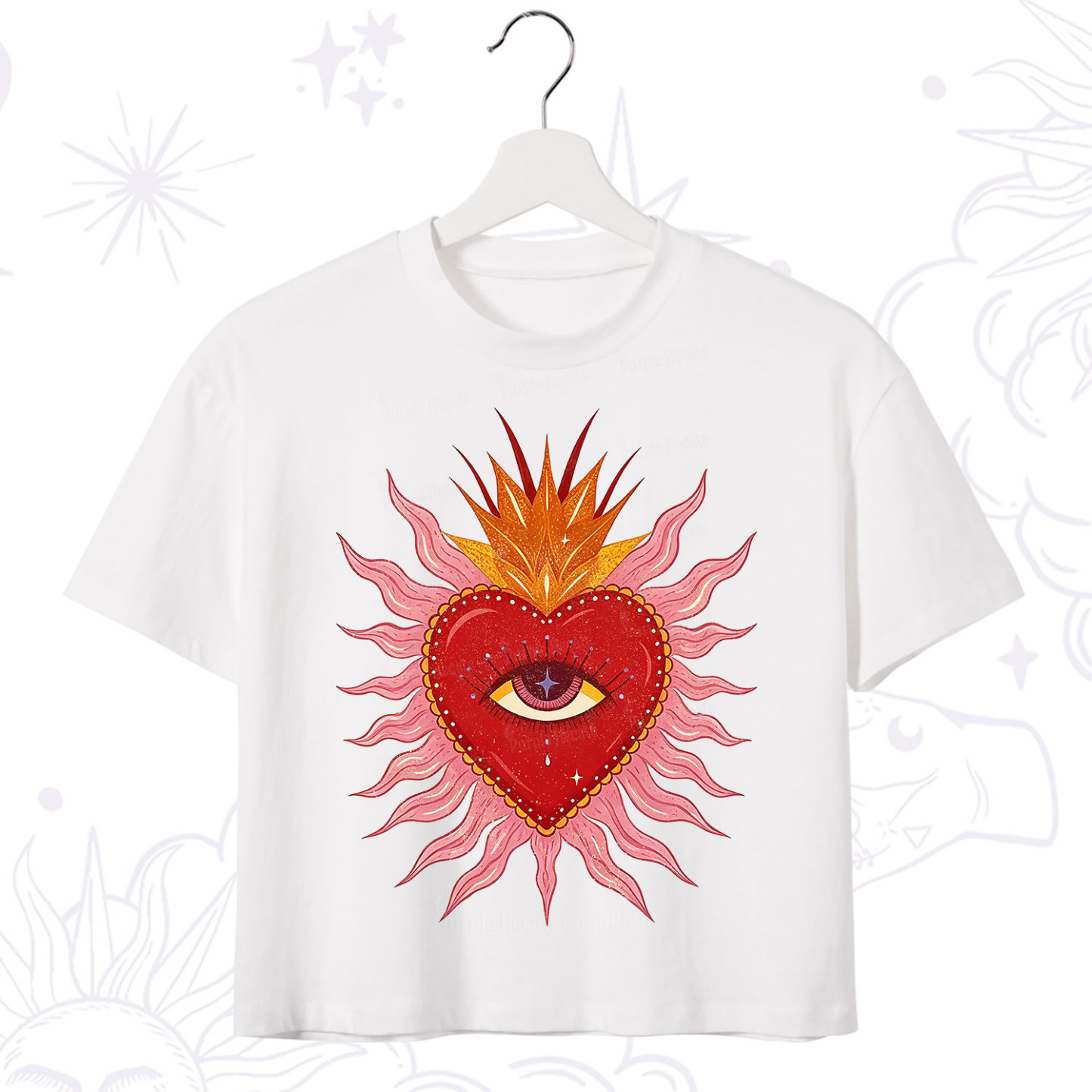Purplehecate Sacred Flame Heart Crop T-Shirt