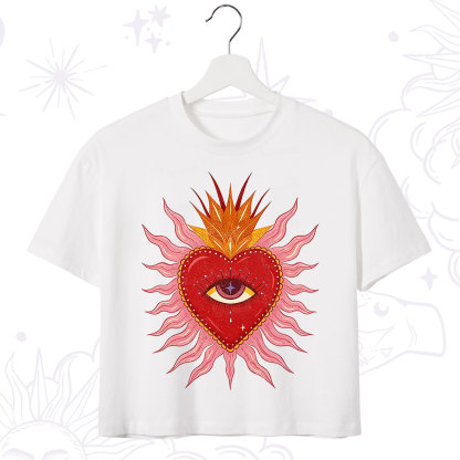 Purplehecate Sacred Flame Heart Crop T-Shirt