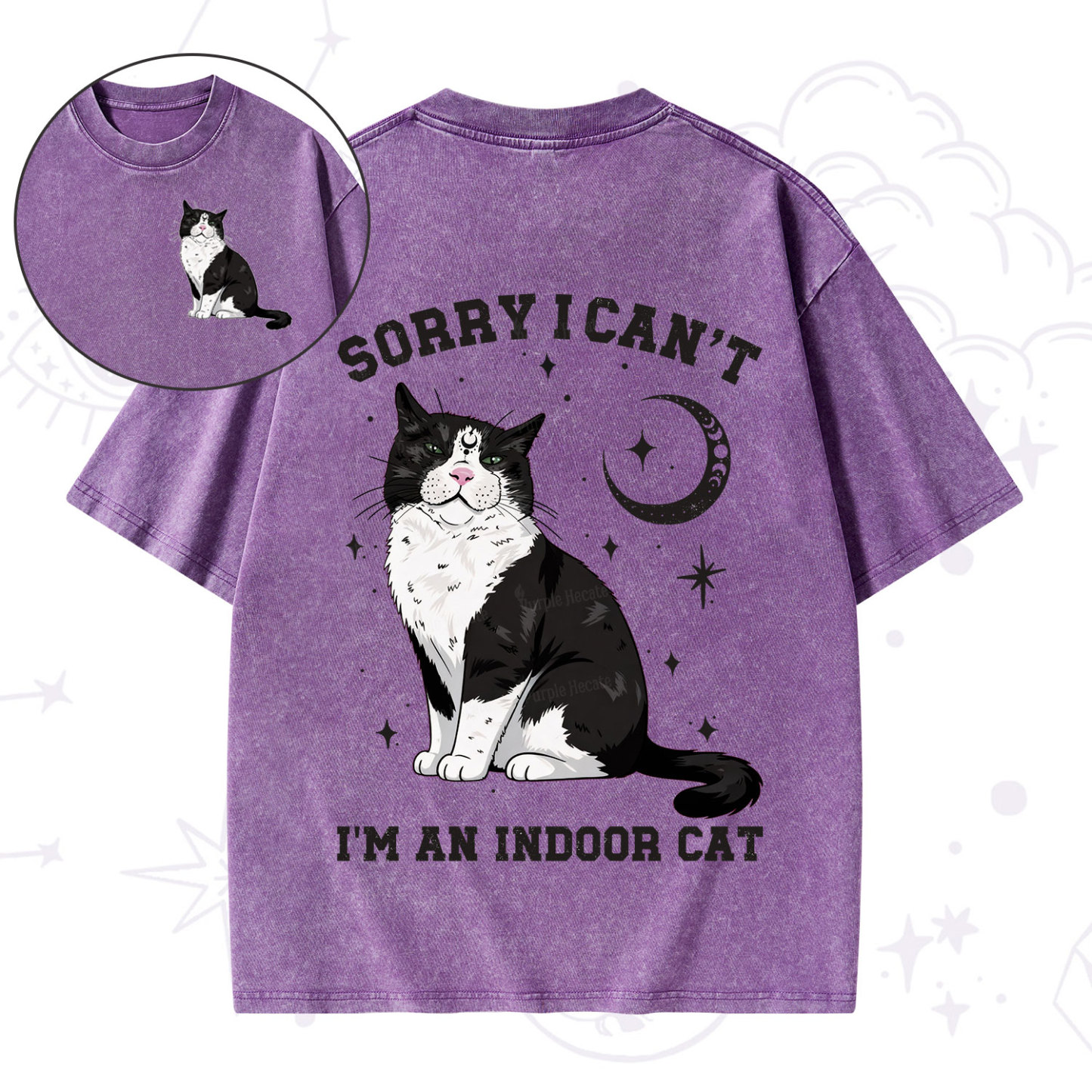 [Copy]Purplehecate First Of All I'm A Delight Cat Washed T-Shirt