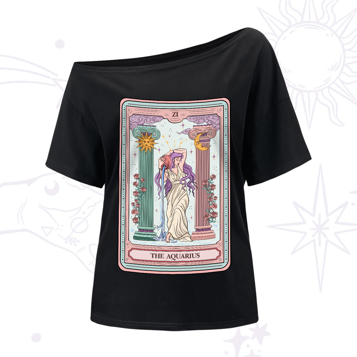 The Aquarius Goddess Tarot One-Shoulder T-Shirt